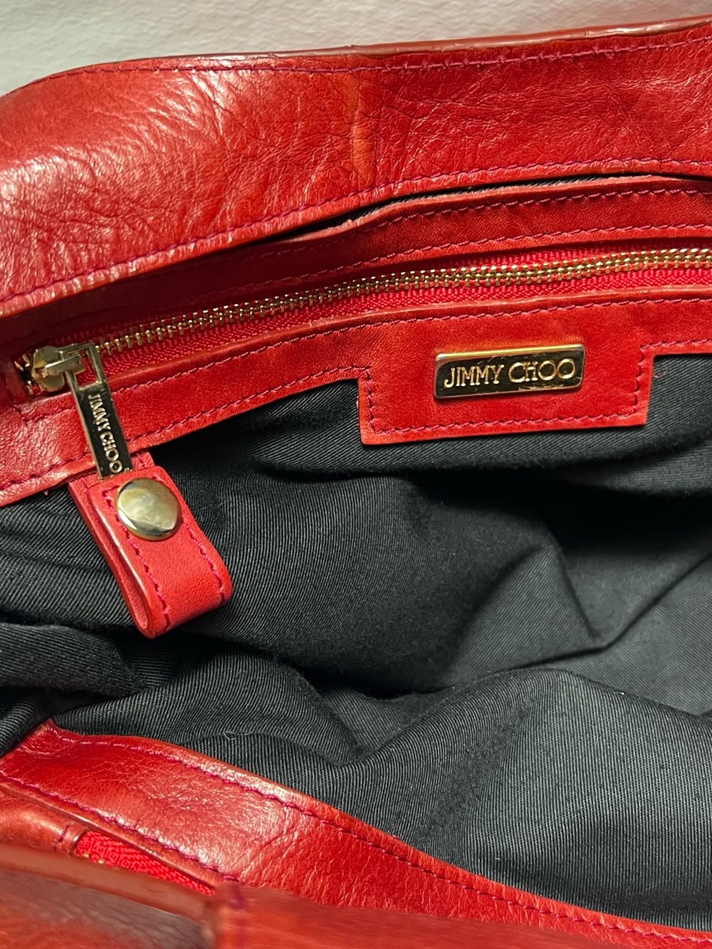 Authentic Red Leather Jimmy Choo Buckle Shoulder Bag With Dust Bag - Picture 13 of 15